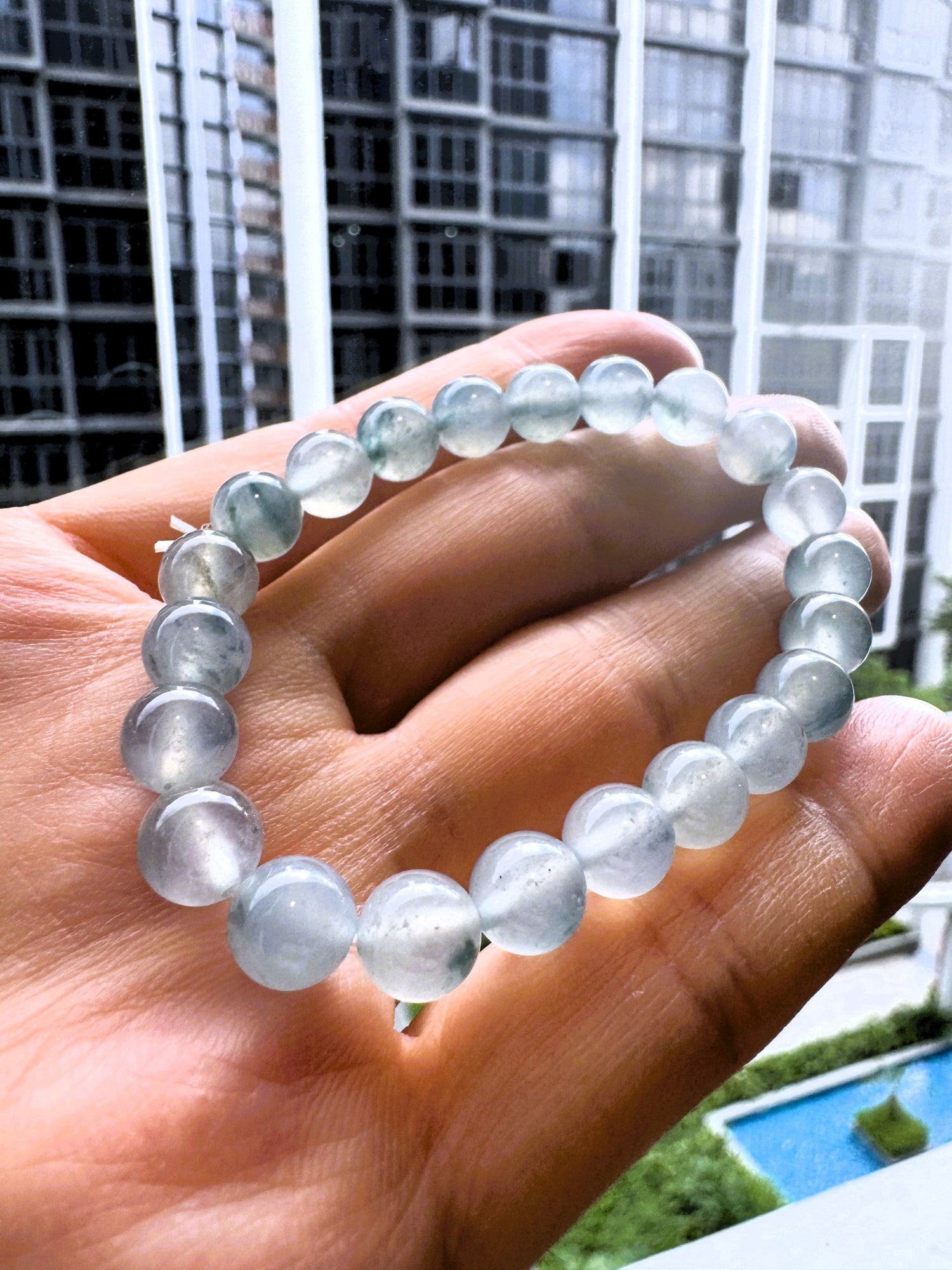 天空蓝翡翠手串