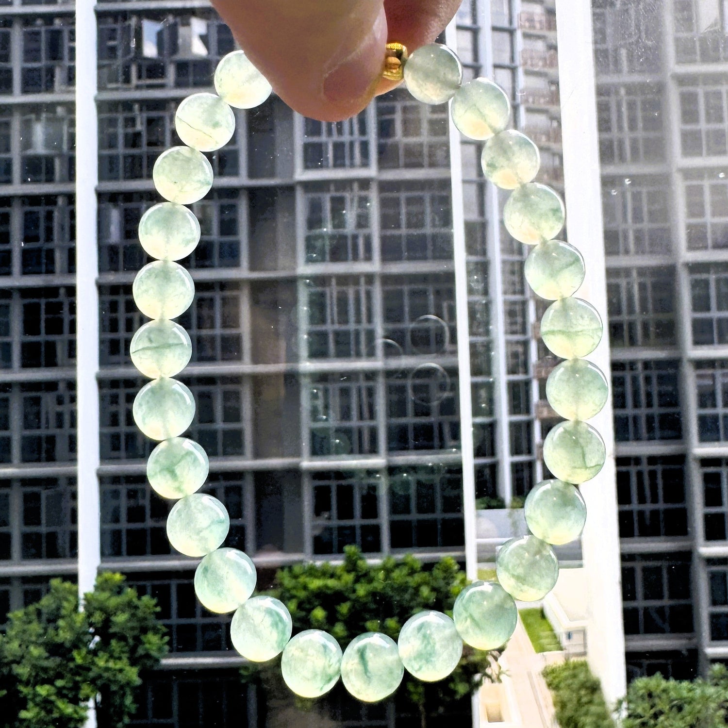 冰飘花翡翠手串