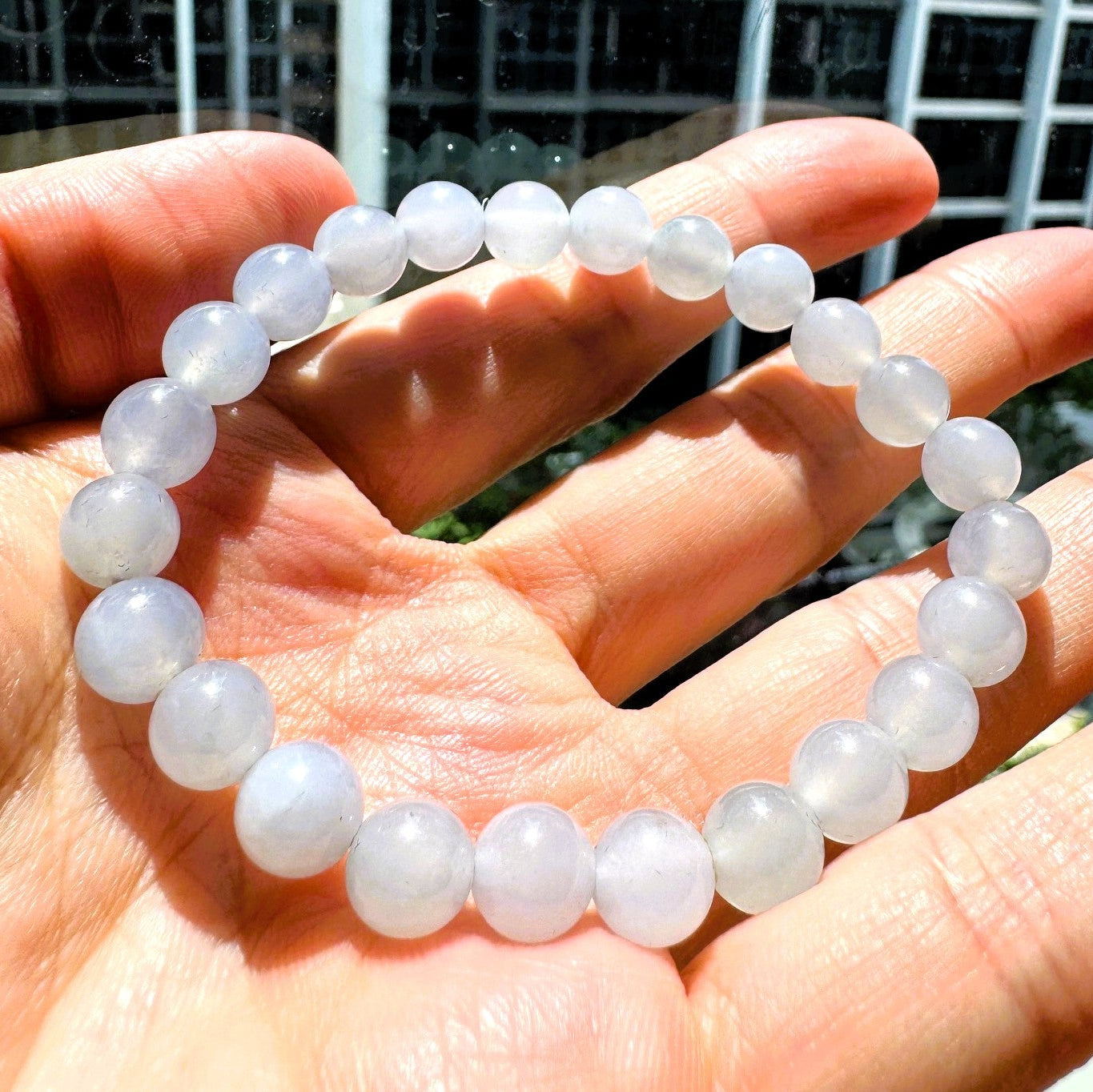 冰浅蓝翡翠手串