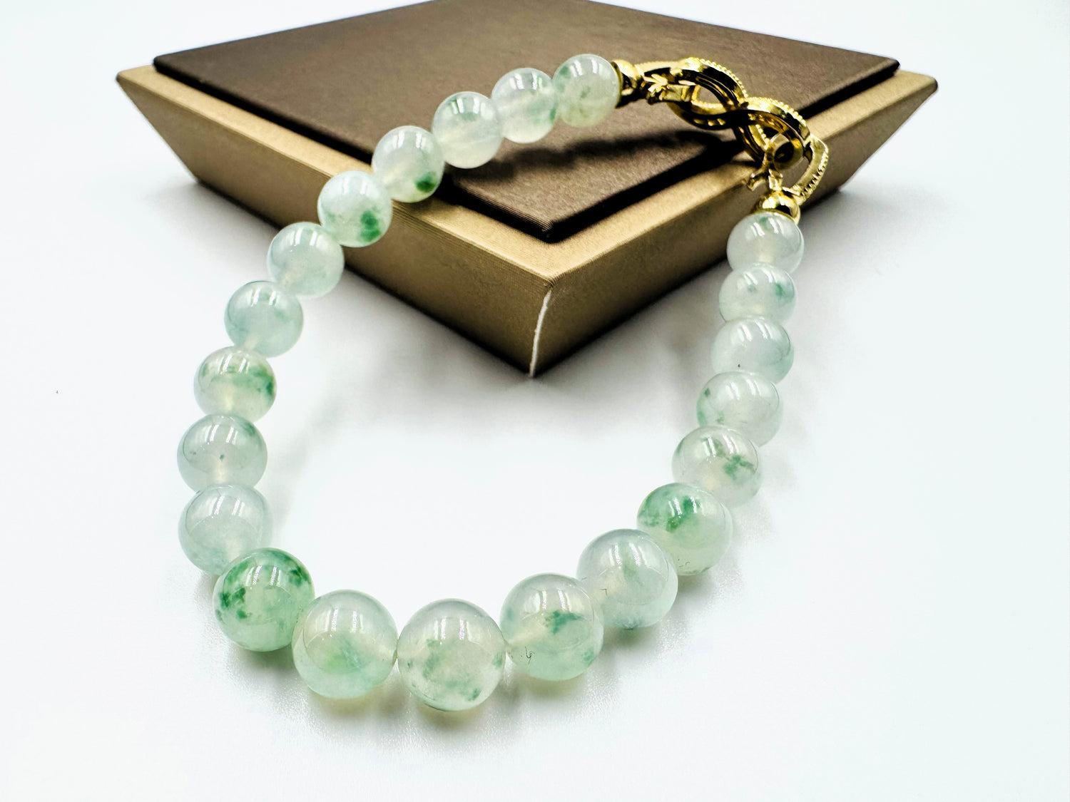 Icy Green Floral Jade Jadeite Bracelet