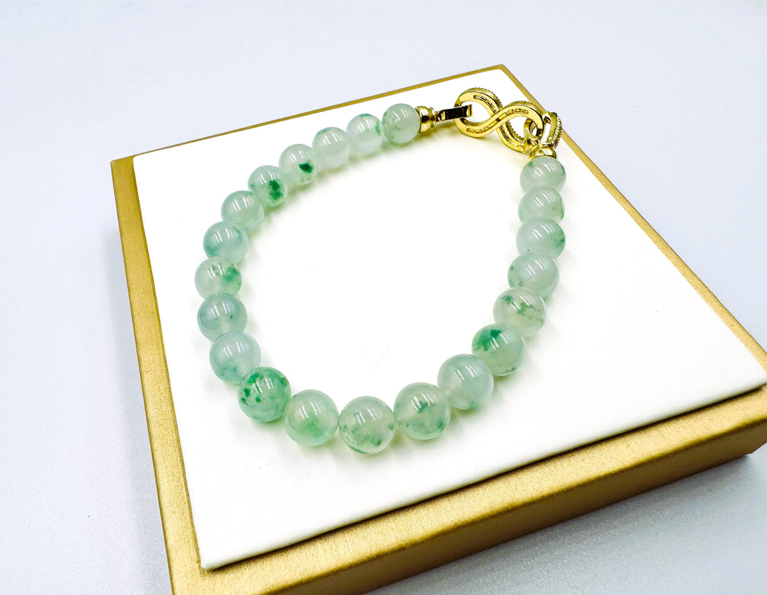 Icy Green Floral Jade Jadeite Bracelet