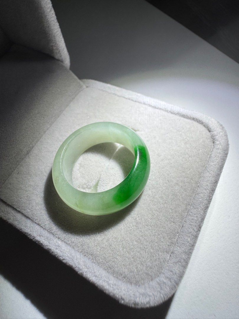 Icy Jade Jadeite Ring White with Green